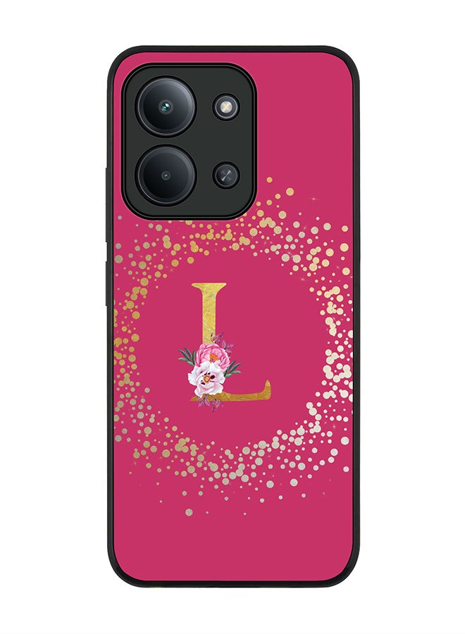 For Xiaomi Redmi 15C 4G Case,Slim fit Camera Protection, Shockproof Thin Phone cover  - Custom Monogram Floral - L ( Deep Pink )
